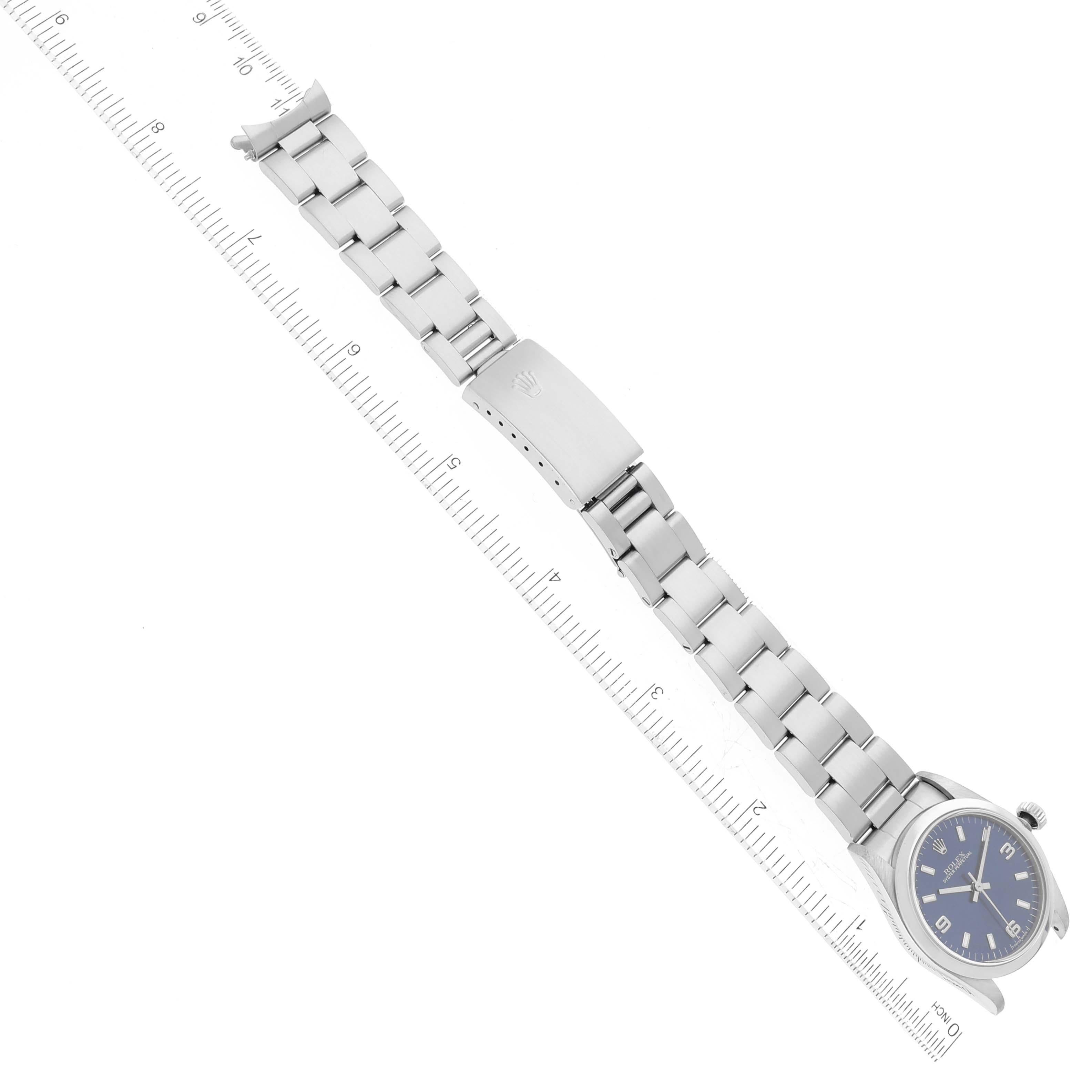 Rolex Midsize 31mm Blue Dial Automatic Steel Ladies Watch 67480 For Sale 5
