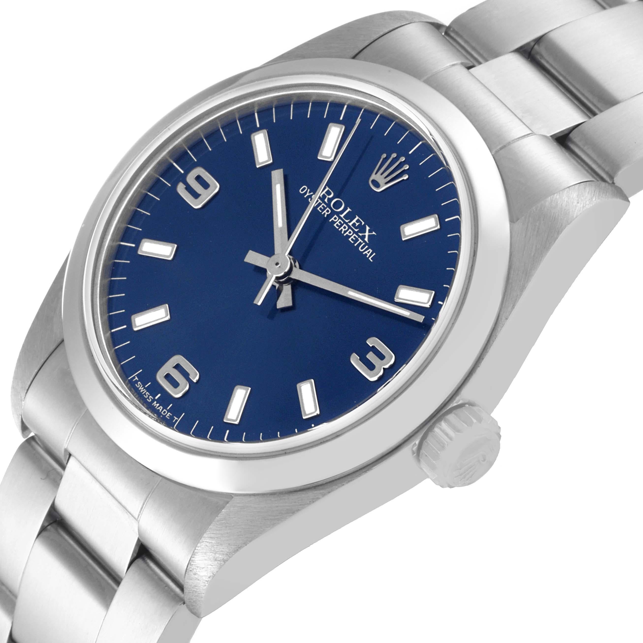 Women's Rolex Midsize 31mm Blue Dial Automatic Steel Ladies Watch 67480 For Sale
