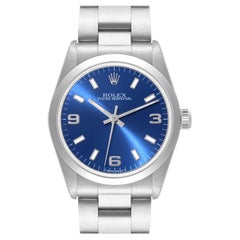 Vintage Rolex Midsize 31mm Blue Dial Automatic Steel Ladies Watch 67480