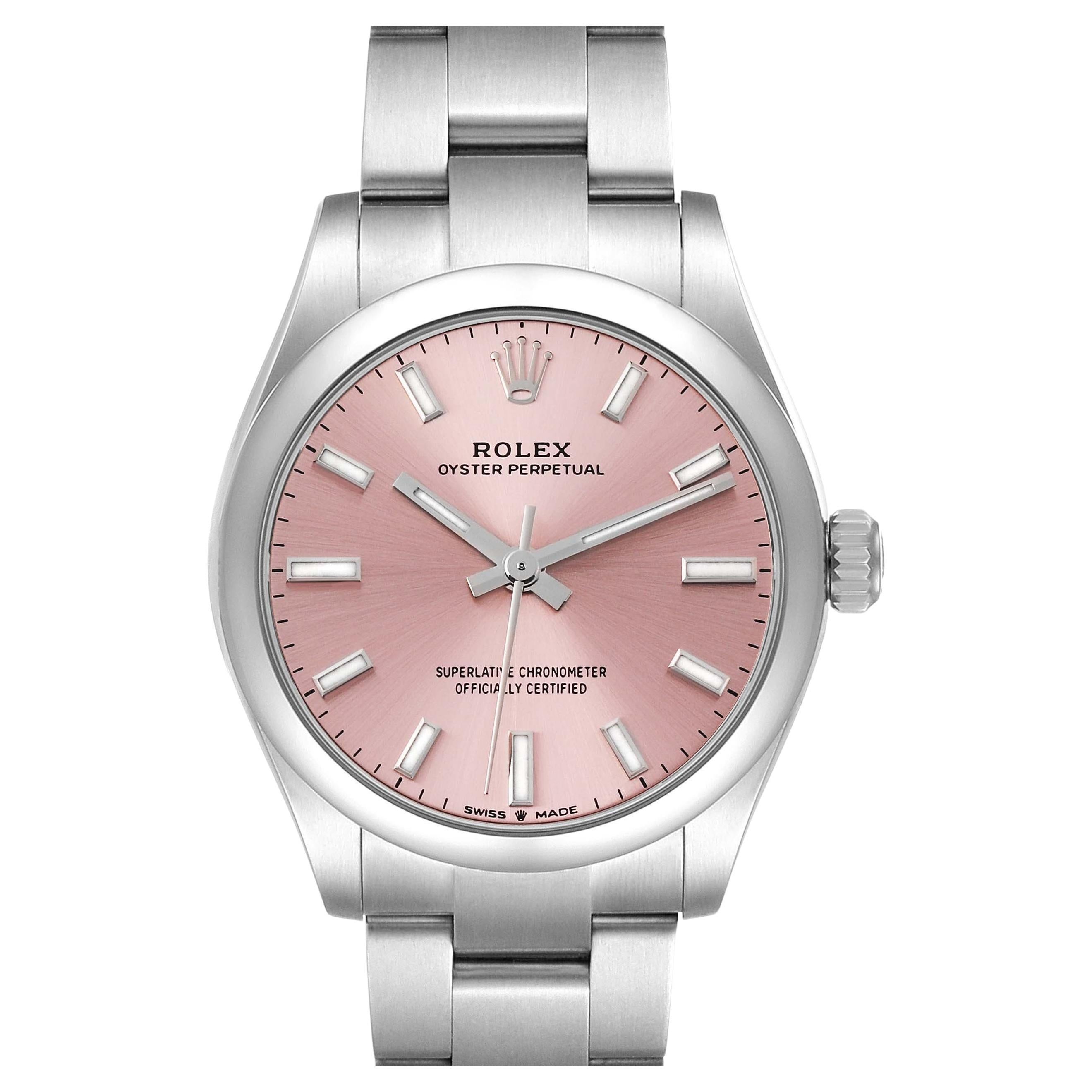 Rolex Midsize 31mm Pink Dial Automatic Steel Ladies Watch 277200 Unworn