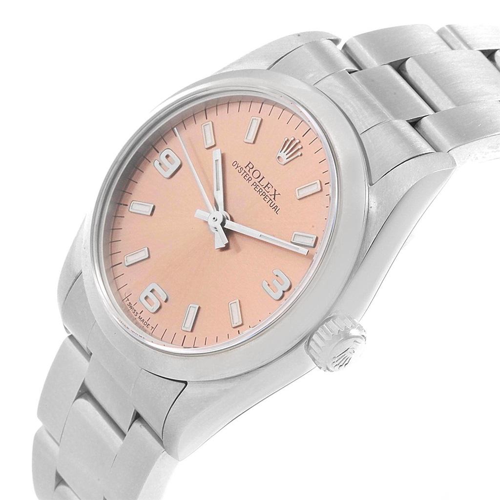 Rolex Midsize Salmon Dial Automatic Steel Ladies Watch 67480 2