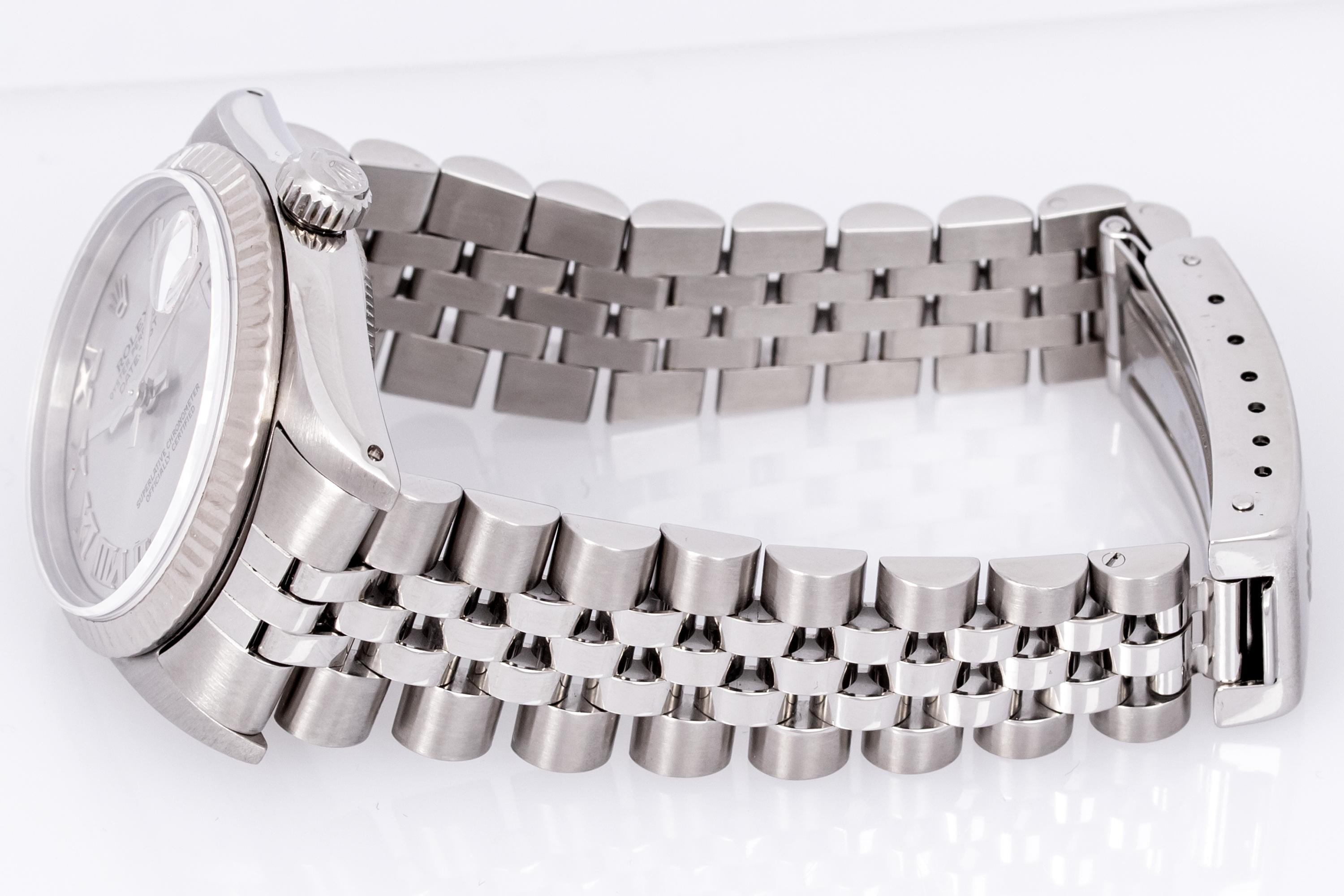 Rolex Midsize 31mm Stahl - 18K Gold Datejust Uhr 68274 Fabrik graues römisches Zifferblatt im Angebot 5