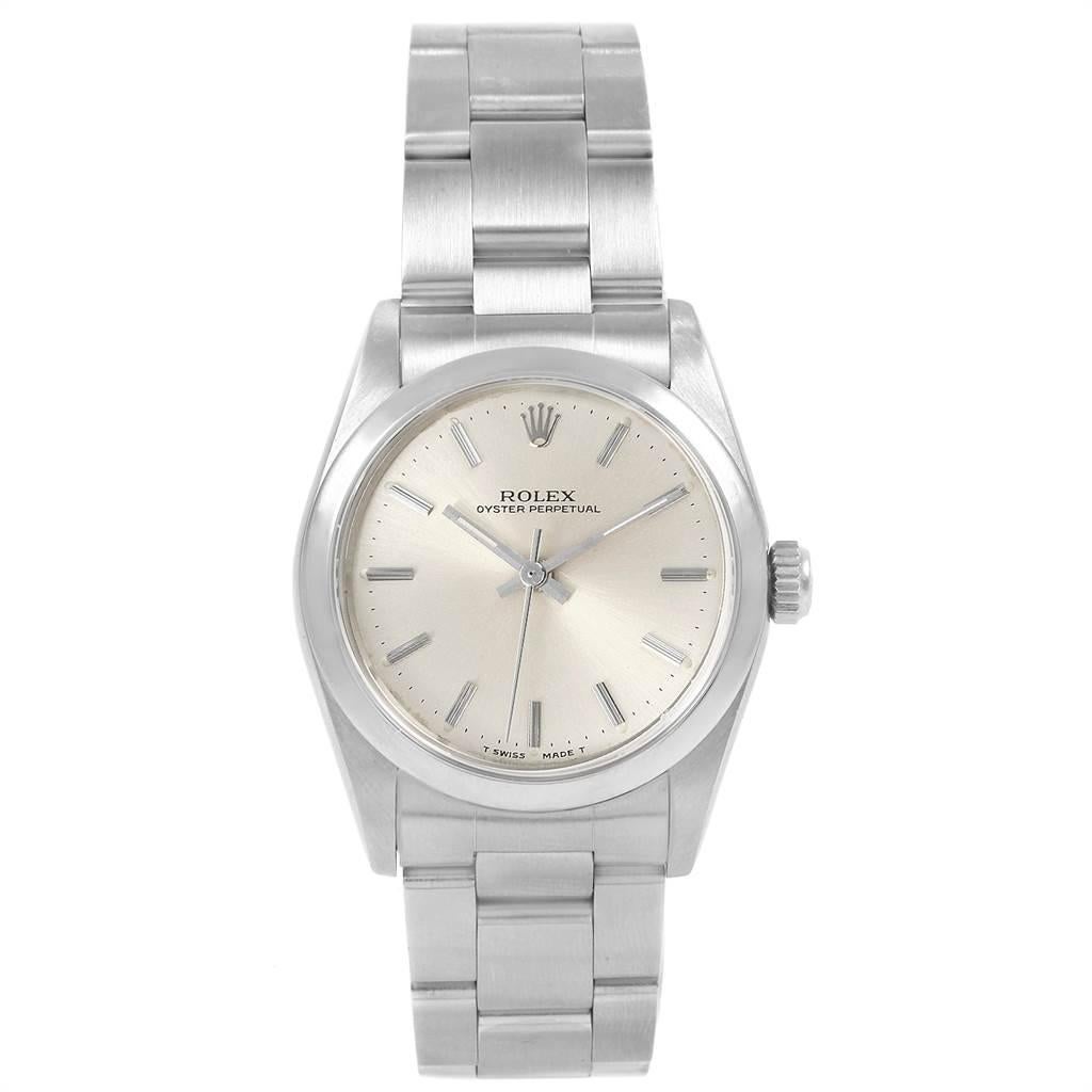 Rolex Midsize White Dial Automatic Steel Ladies Watch 67480 In Excellent Condition In Atlanta, GA