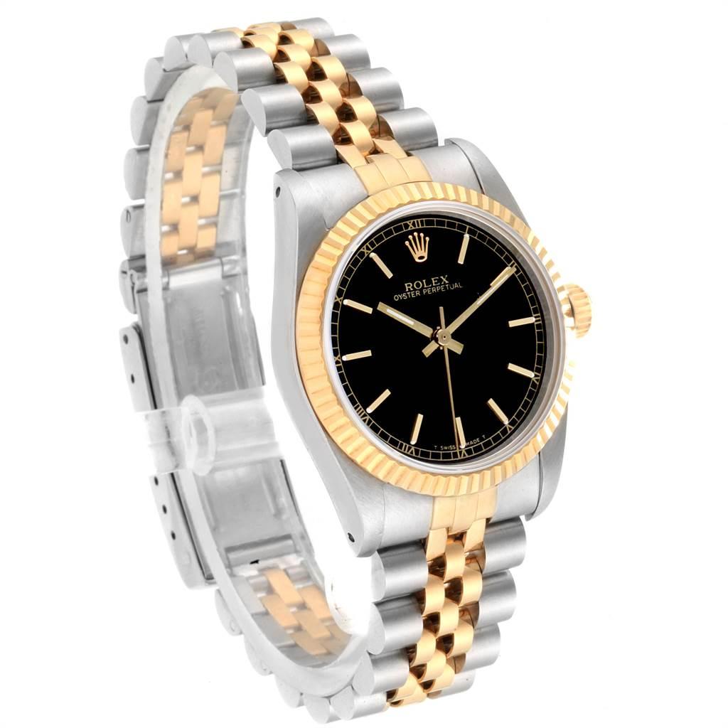 Rolex Midsize Yellow Gold Steel Black Dial Ladies Watch 67513 For Sale 1