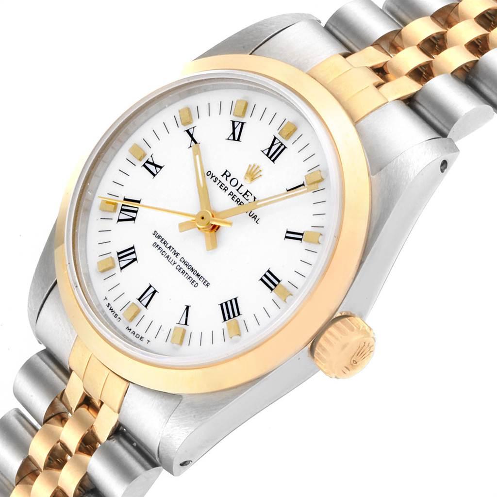 Rolex Midsize Yellow Gold Steel White Dial Ladies Watch 67513 2