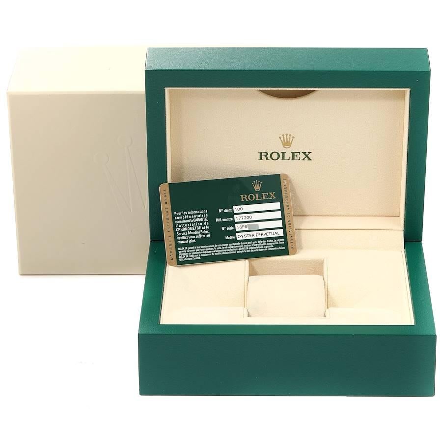 Rolex Midsize Black Dial Domed Bezel Steel Ladies Watch 177200 Box Card 7