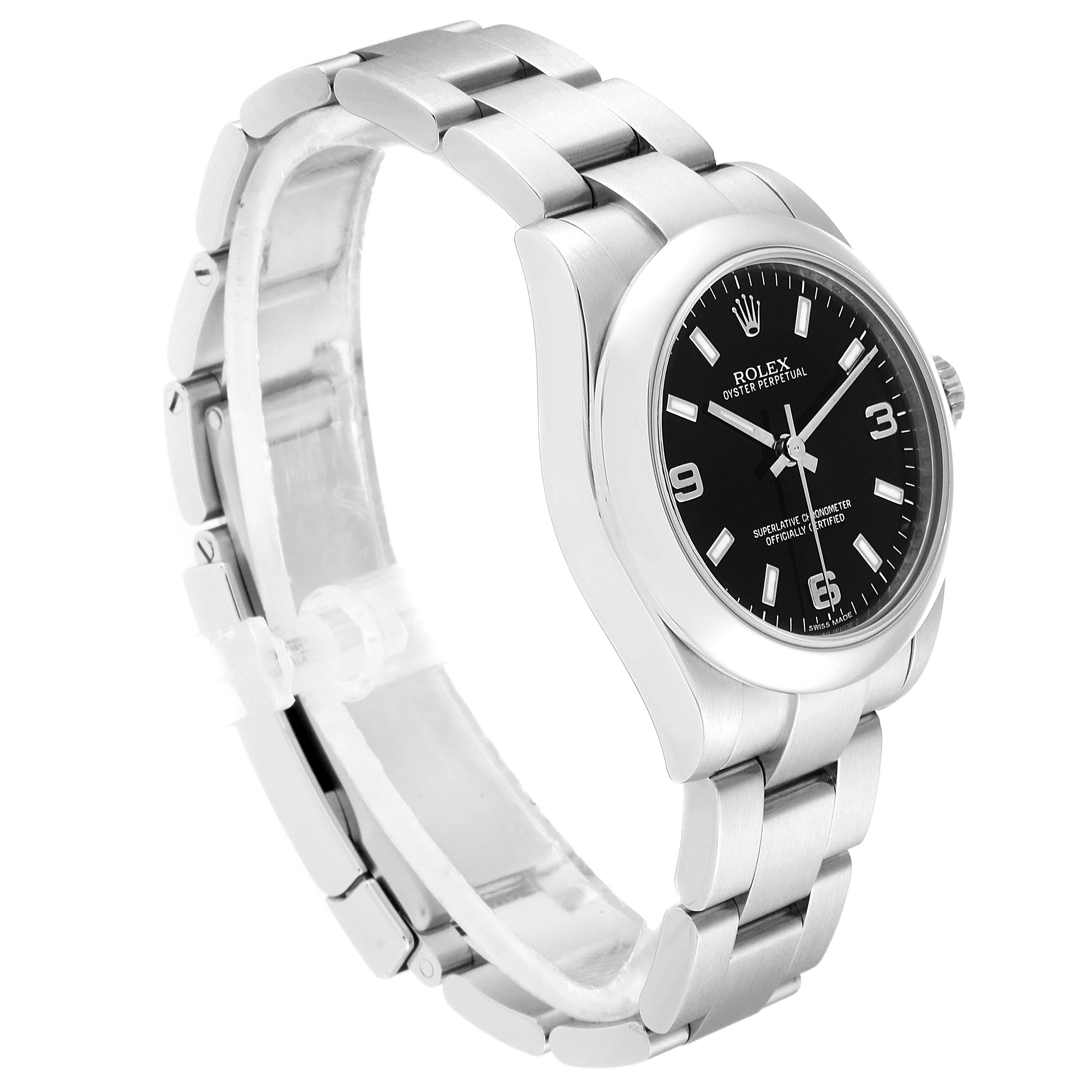Women's Rolex Midsize Black Dial Domed Bezel Steel Ladies Watch 177200 For Sale