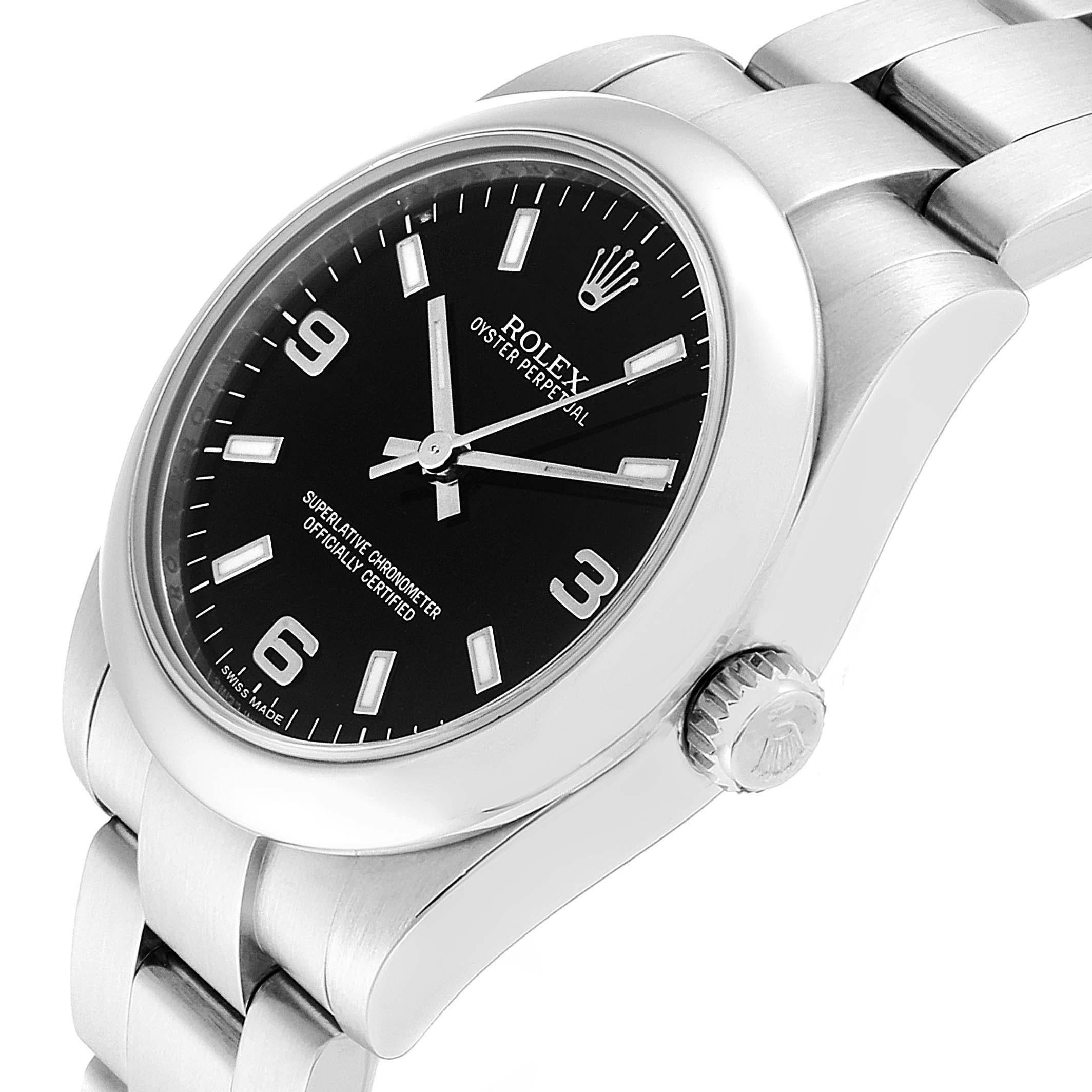 Rolex Midsize Black Dial Domed Bezel Steel Ladies Watch 177200 For Sale 1