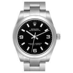 Rolex Midsize Black Dial Domed Bezel Steel Ladies Watch 177200