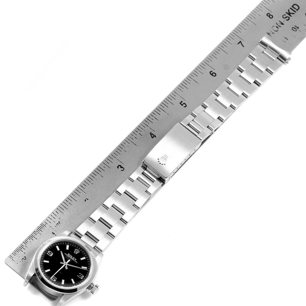 Rolex Midsize Black Dial Smooth Bezel Steel Ladies Watch 77080 7