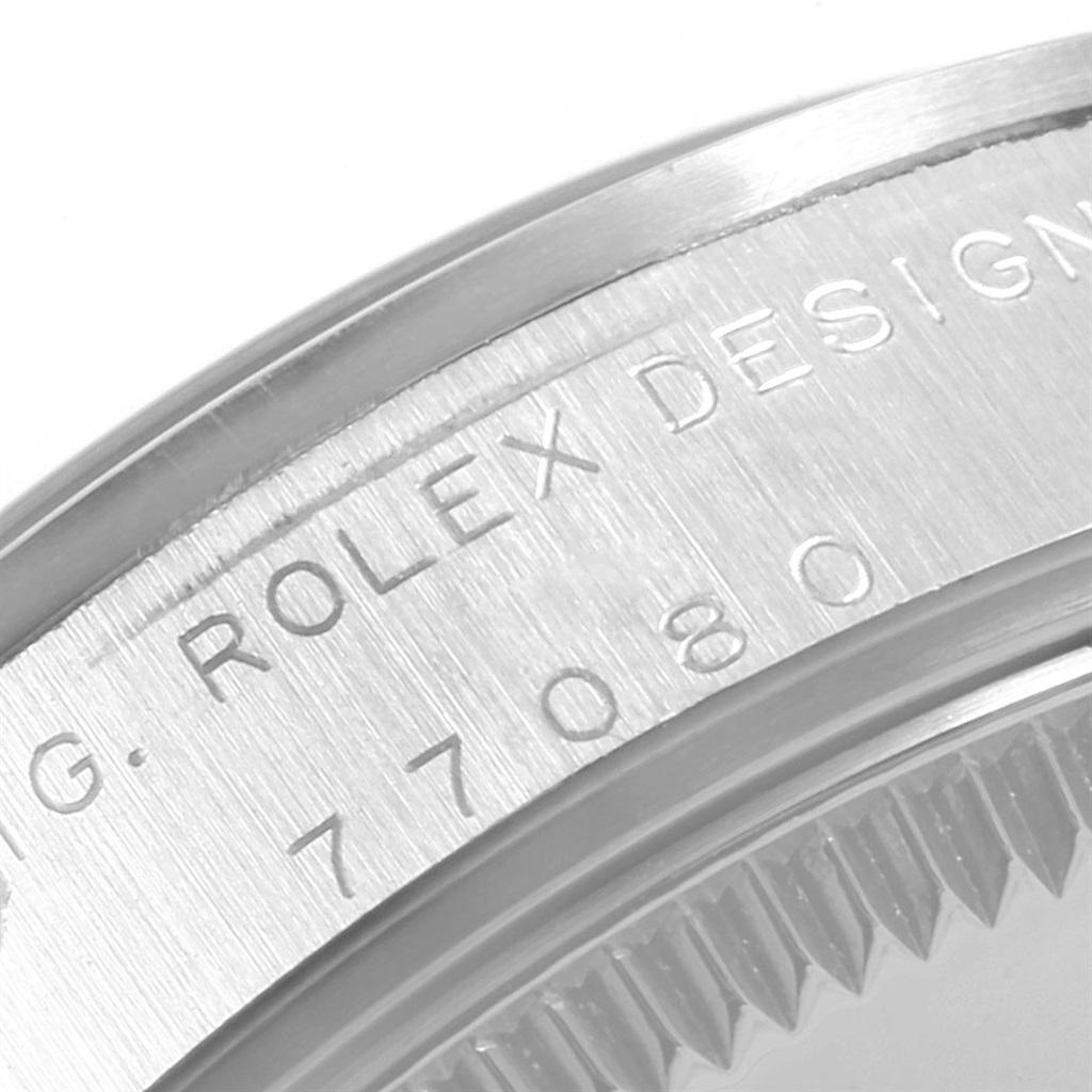 Rolex Midsize Black Dial Smooth Bezel Steel Ladies Watch 77080 1