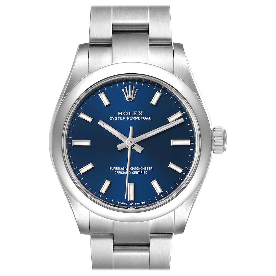 Rolex Midsize Esfera Azul Reloj Automático Acero Señoras 277200 Sin Usar en venta