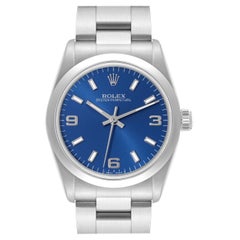 Rolex Midsize Blue Dial Automatic Steel Ladies Watch 67480 Box Papers
