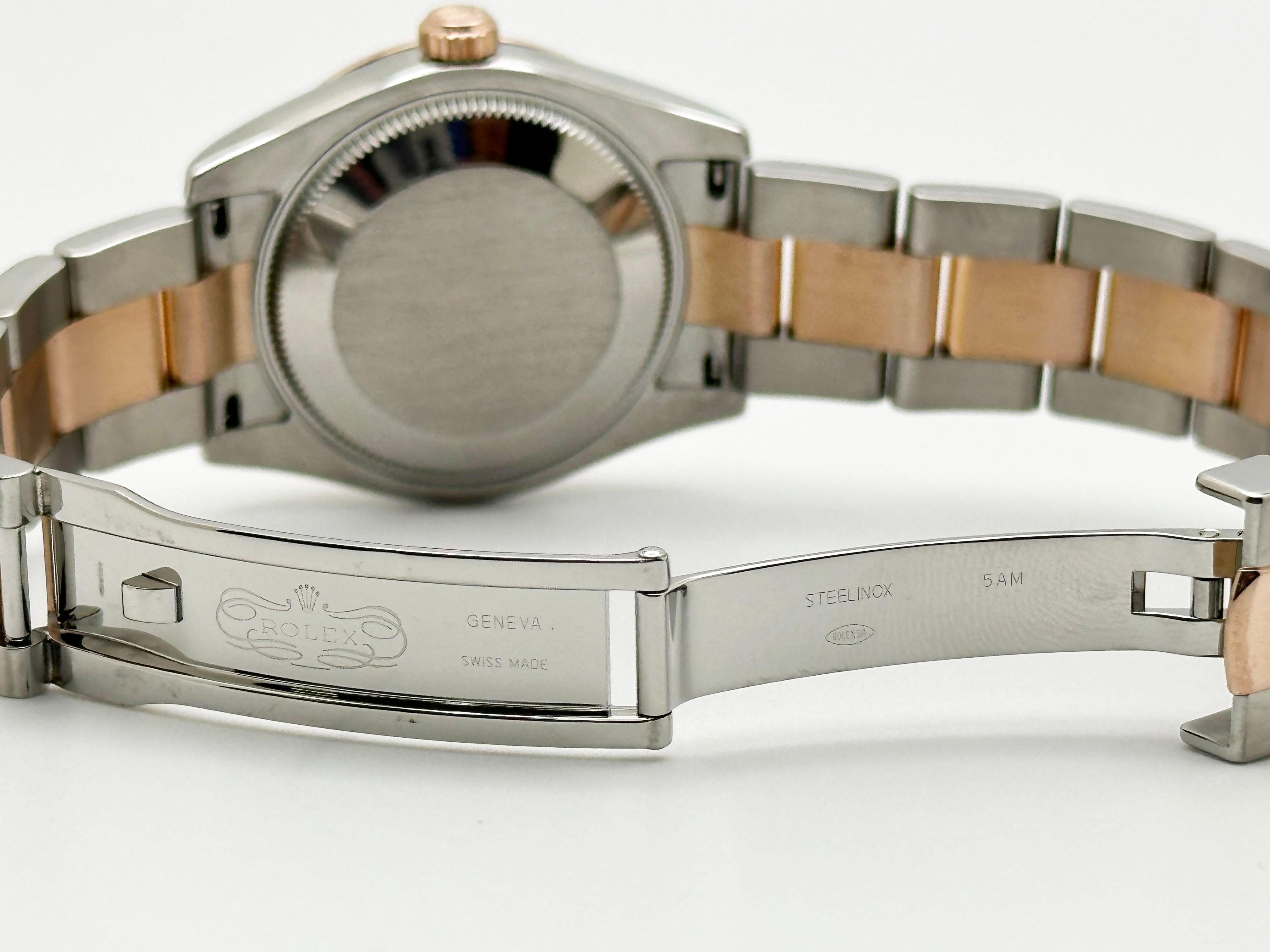 Rolex Midsize Datejust 178341 Diamond VI 18K Rose Gold Steel Service Paper 31mm For Sale 2