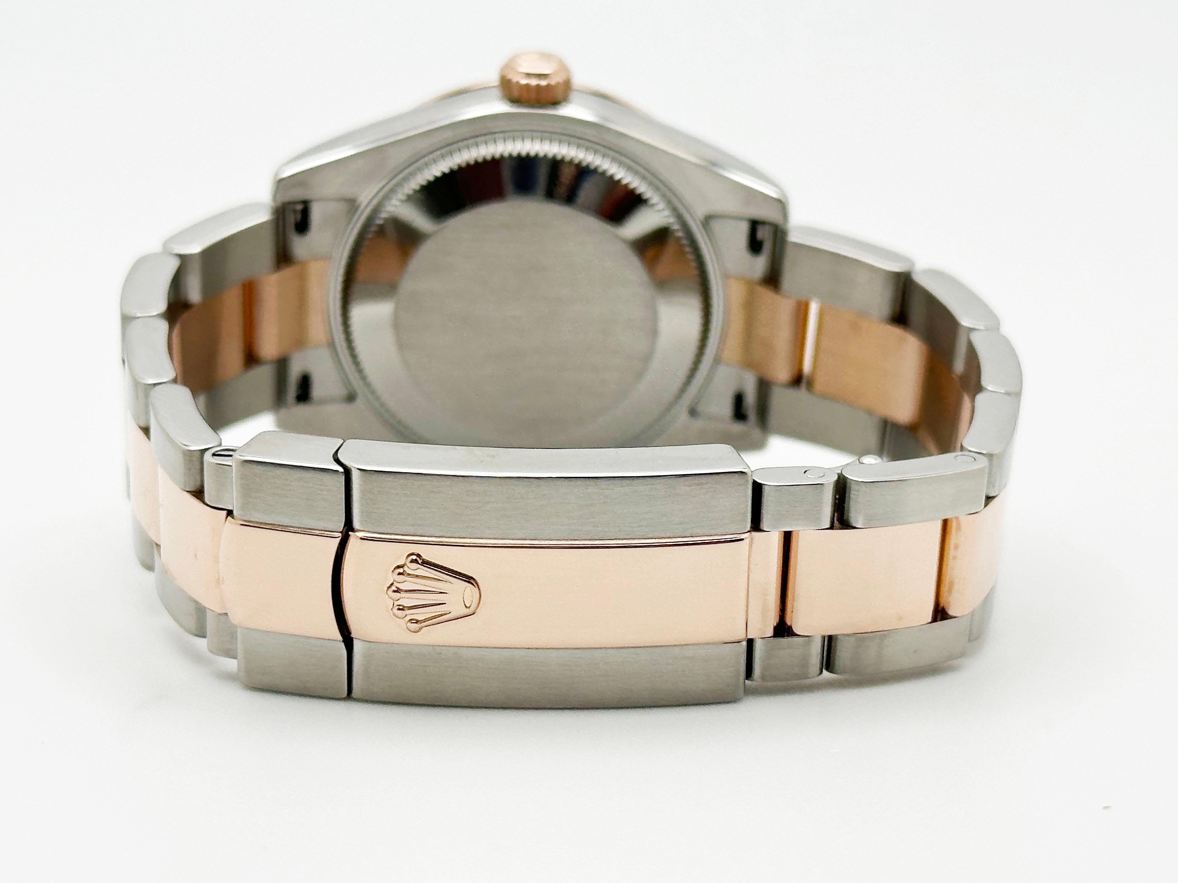 Rolex Midsize Datejust 178341 Diamond VI 18K Rose Gold Steel Service Paper 31mm For Sale 4
