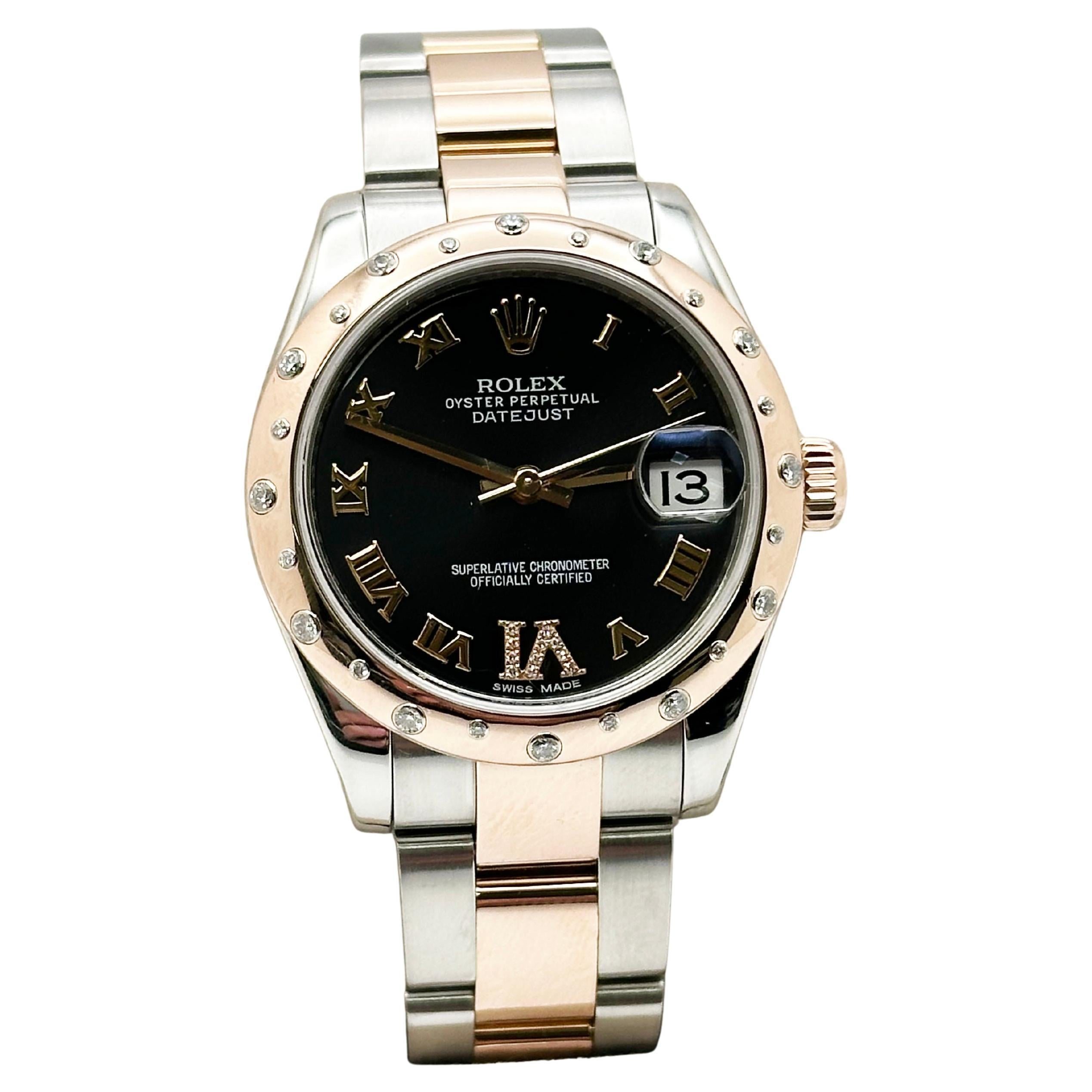 Rolex Midsize Datejust 178341 Diamant VI 18K Roségold Stahl Service Papier 31mm