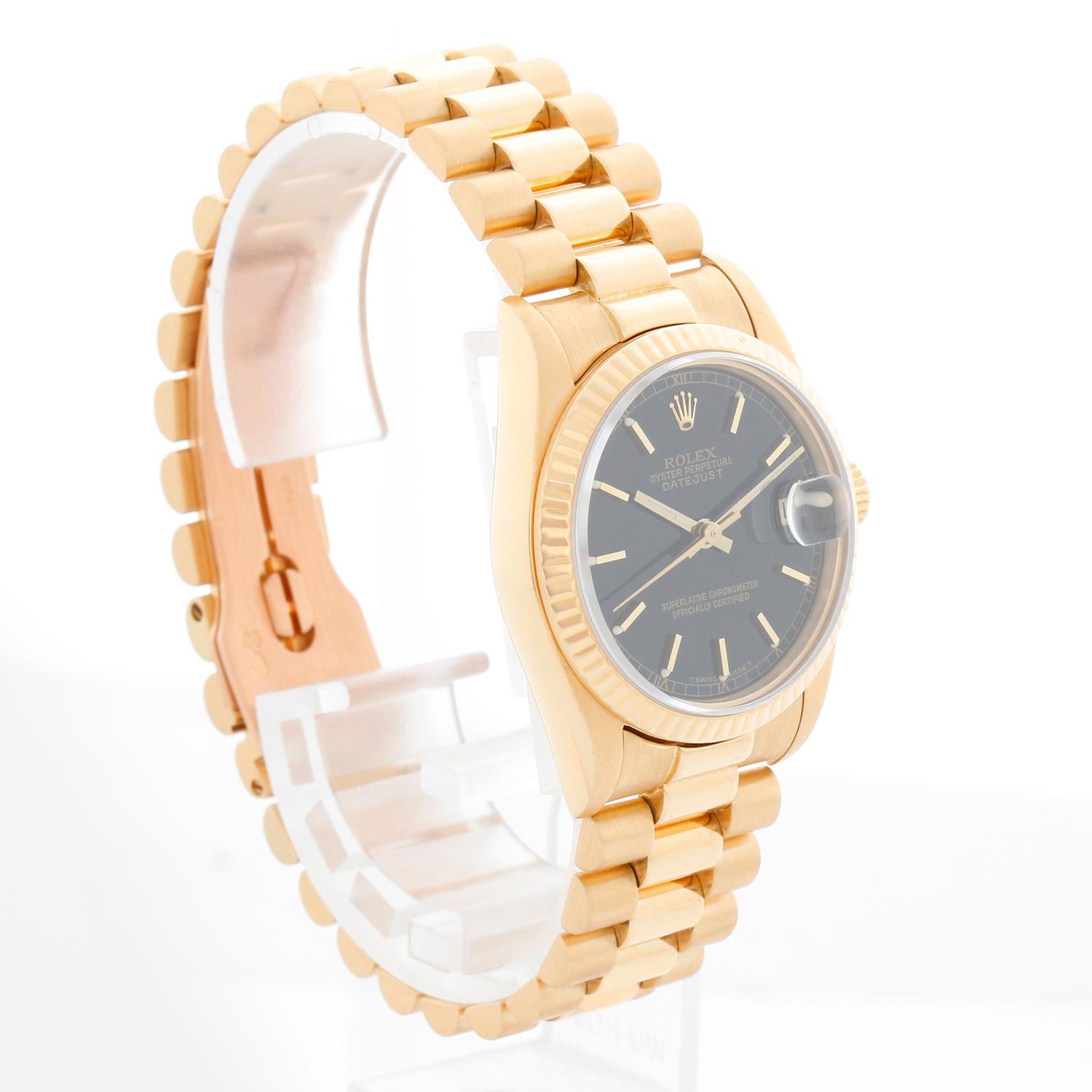 Reloj Rolex Midsize Datejust de oro amarillo de 18 quilates 68278 en Excelente estado para la venta en Dallas, TX