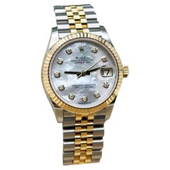 Rolex Midsize Datejust 278273 31mm Mother Of Pearl Diamond Dial 18K Gold Steel