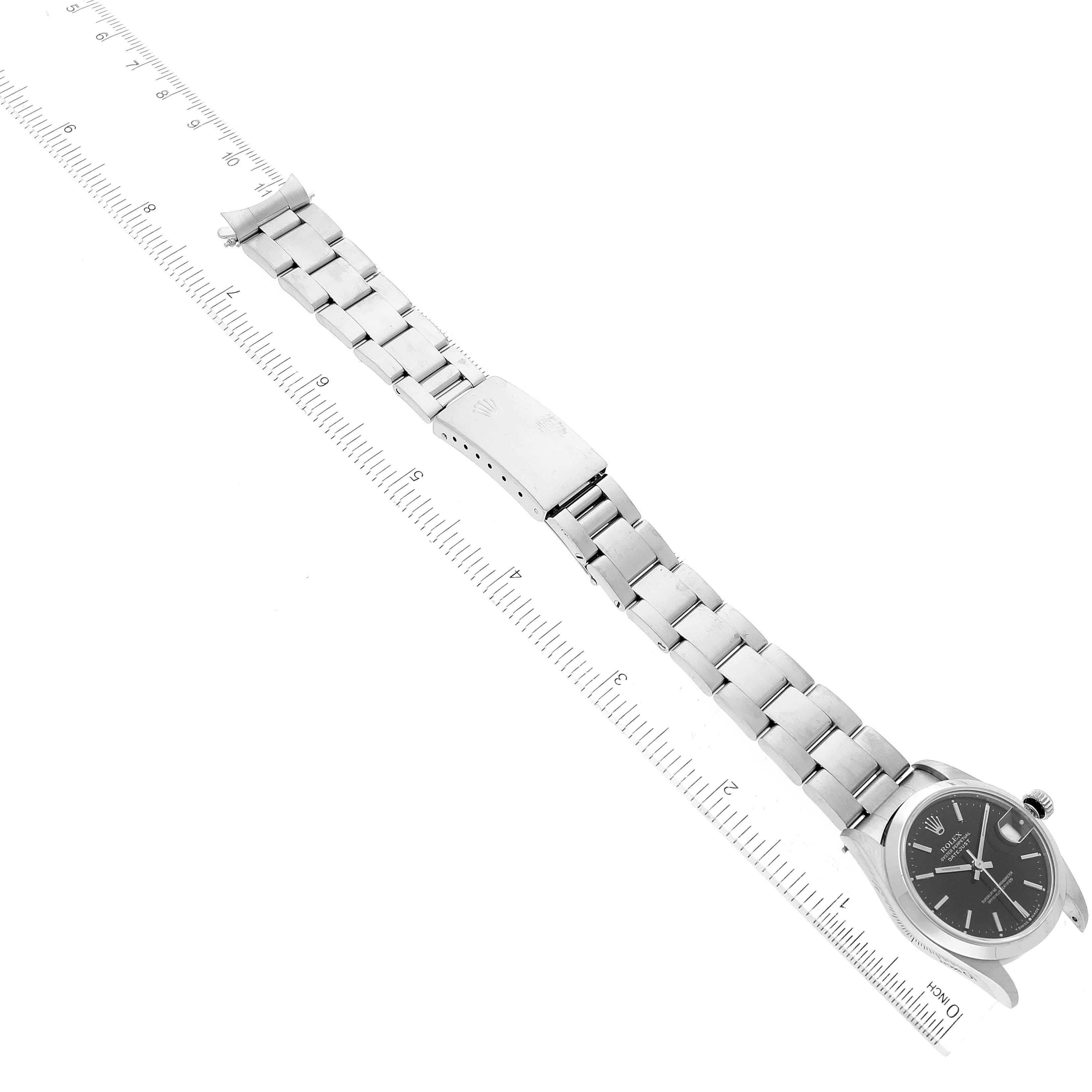 Rolex Midsize Datejust 31 Black Dial Domed Bezel Ladies Steel Watch 68240 For Sale 6
