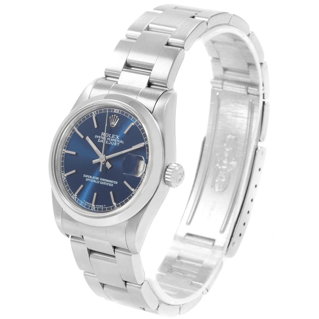 Rolex Midsize Datejust 31 Blue Dial Ladies Steel Watch 68240 For Sale 6