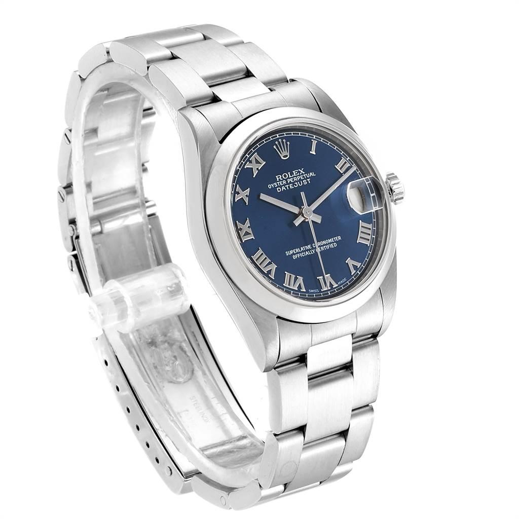Women's Rolex Midsize Datejust 31 Blue Dial Ladies Steel Watch 68240 For Sale