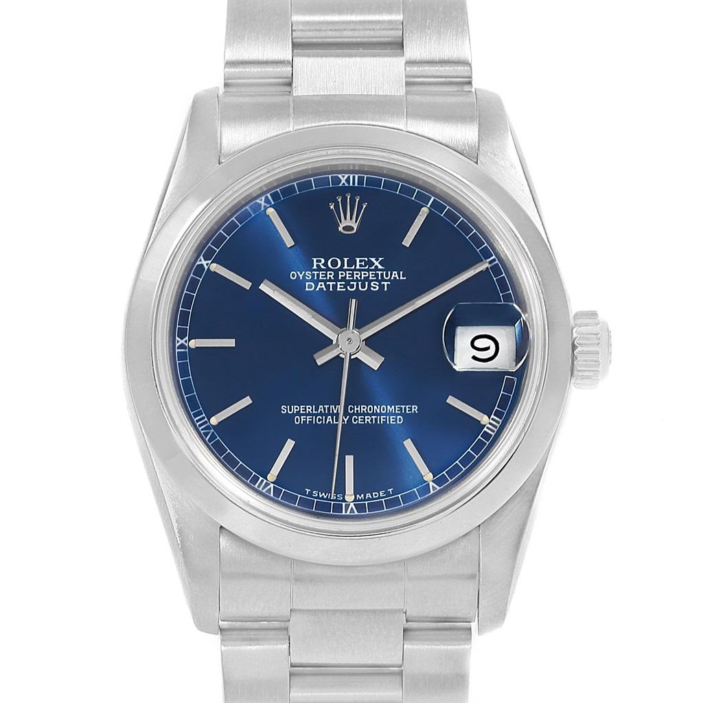 Rolex Midsize Datejust 31 Blue Dial Ladies Steel Watch 68240 For Sale 3
