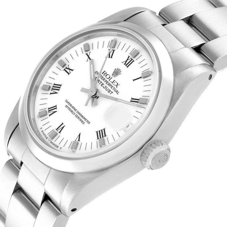 Rolex Midsize Datejust White Roman Dial Ladies Watch 68240 at 1stDibs
