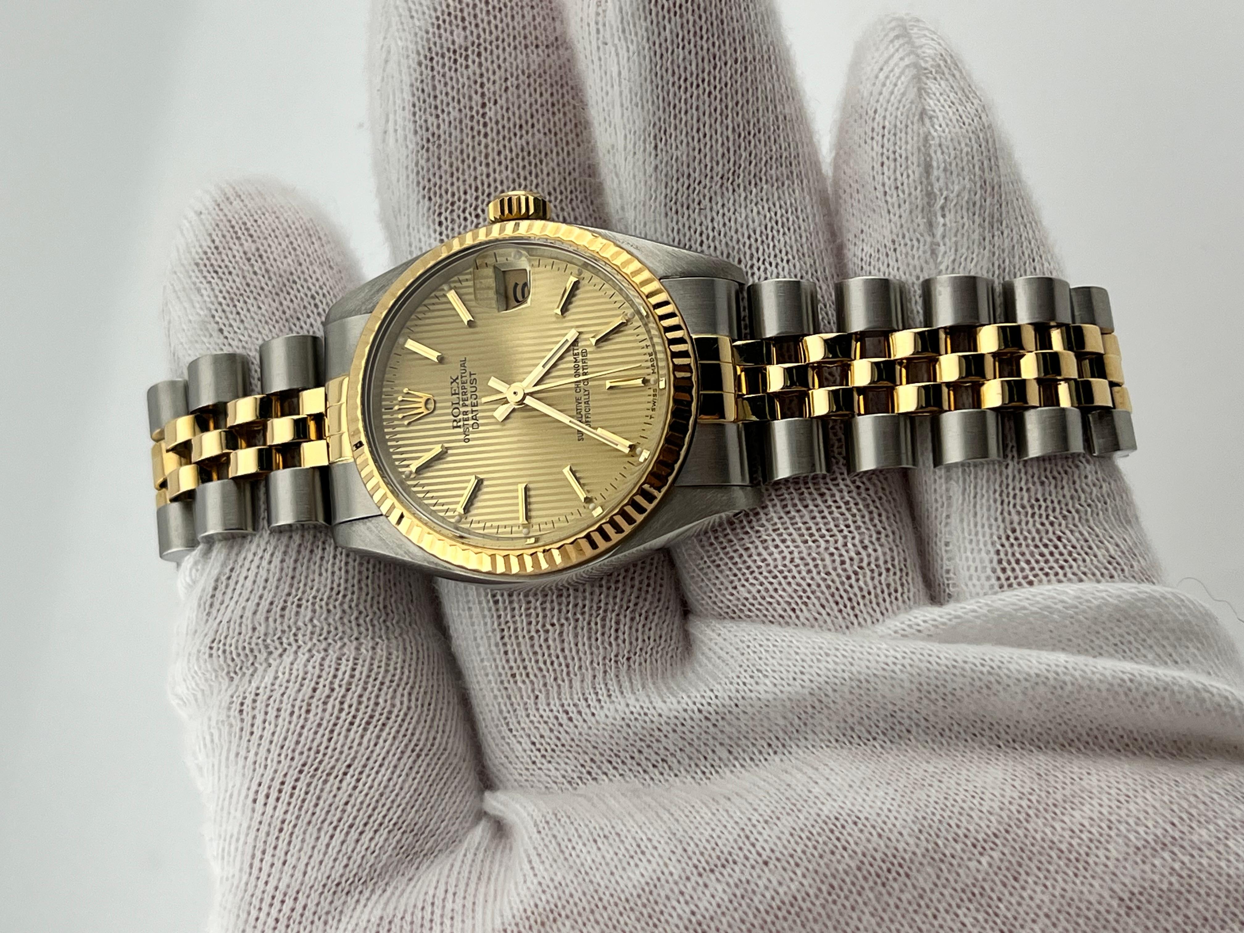 Rolex Midsize Datejust 68273 Wandteppich 18K Gelbgold Stahl Jubiläum 31mm 5
