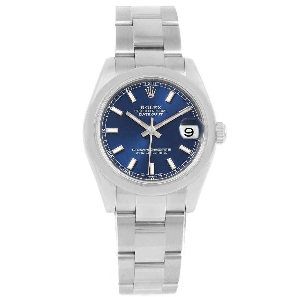 Rolex Midsize Datejust Blue Dial Stainless Steel Ladies Watch 178240 For Sale 3