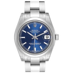 Rolex Midsize Datejust Blue Dial Stainless Steel Ladies Watch 178240 Unworn