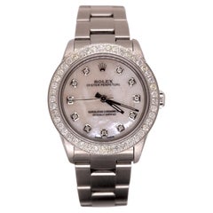 Used Rolex Midsize Oyster Perpetual 31mm 2ct Diamonds MOP Dial Steel Watch 77080