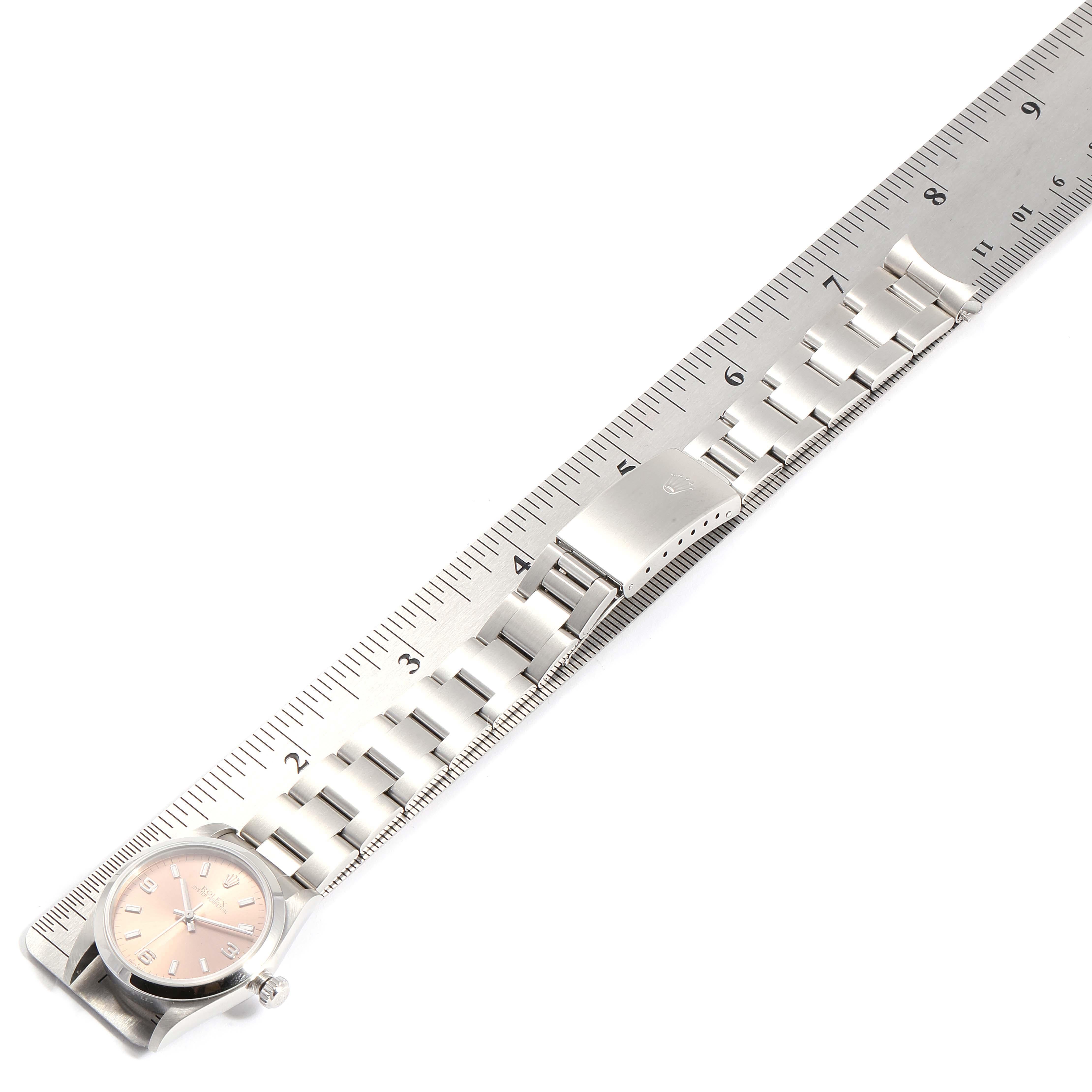 Rolex Midsize Salmon Dial Domed Bezel Steel Ladies Watch 77080 6