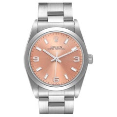 Rolex Midsize Salmon Dial Domed Bezel Steel Ladies Watch 77080