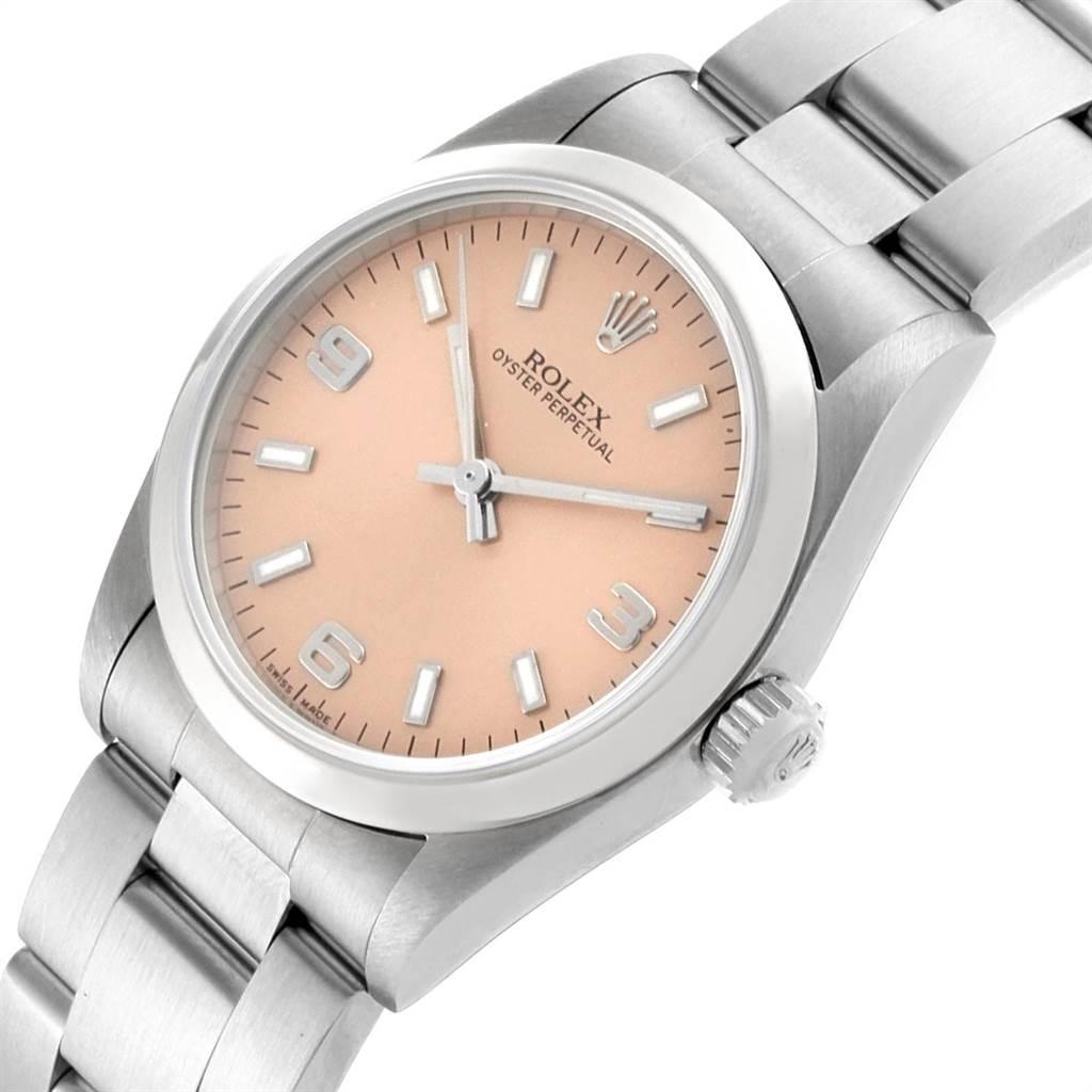 Rolex Midsize Salmon Dial Smooth Bezel Steel Ladies Watch 77080 2