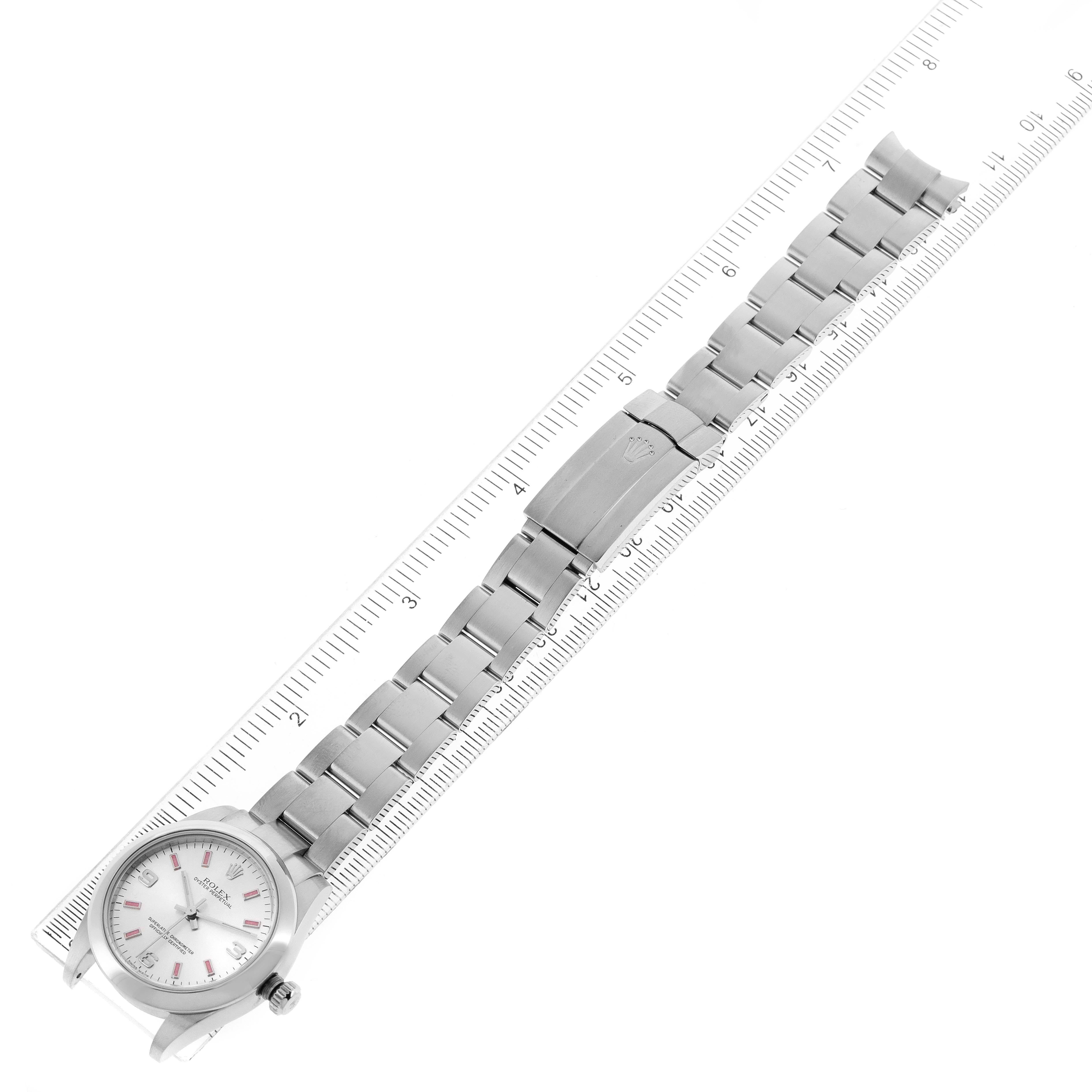 Rolex Midsize Silver Dial Pink Hour Markers Ladies Watch 177200 5