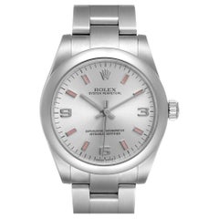 Rolex Midsize Silver Dial Pink Hour Markers Ladies Watch 177200