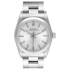 Rolex Midsize Silver Dial Smooth Bezel Steel Ladies Watch 77080 Box Papers