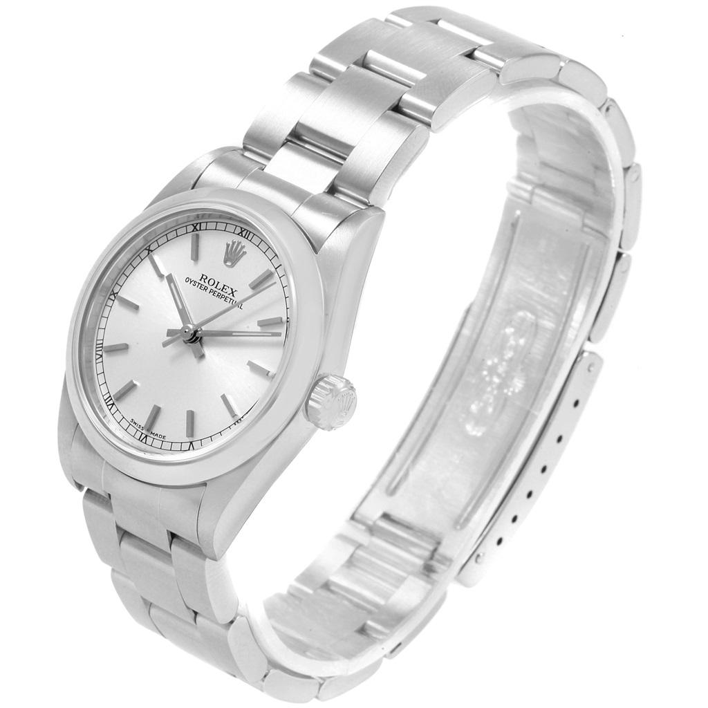 Women's Rolex Midsize Silver Dial Smooth Bezel Steel Ladies Watch 77080 For Sale