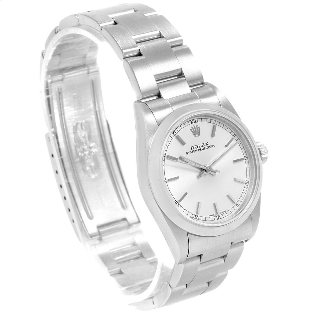 Rolex Midsize Silver Dial Smooth Bezel Steel Ladies Watch 77080 For Sale 1