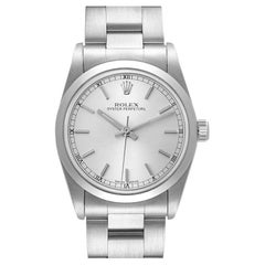 Rolex Midsize Silver Dial Smooth Bezel Steel Ladies Watch 77080