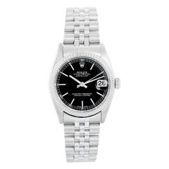 Rolex Midsize Stainless Steel Datejust Black Dial Watch 78274