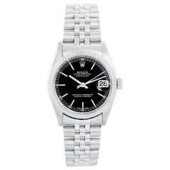 Vintage Rolex Midsize Stainless Steel Datejust Black Dial Watch 78274
