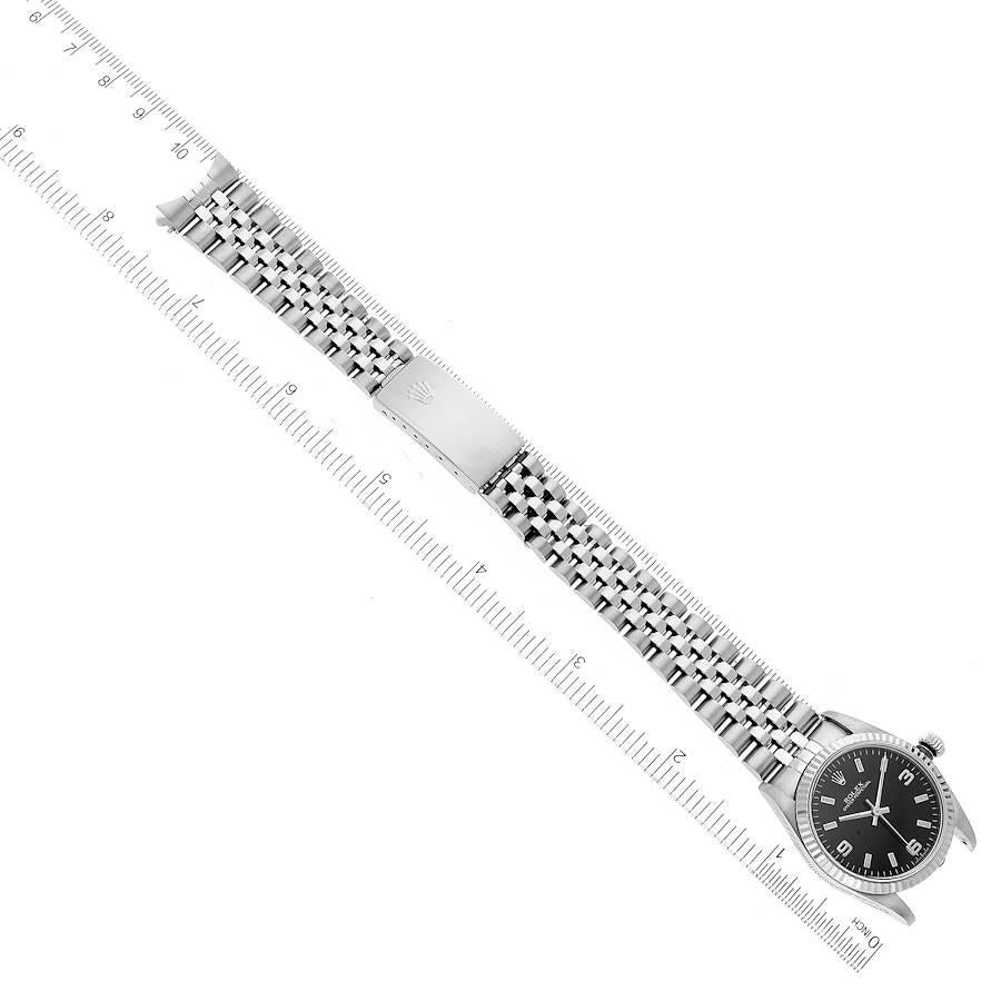 Rolex Midsize Steel White Gold Black Dial Ladies Watch 77014 Box Papers For Sale 6