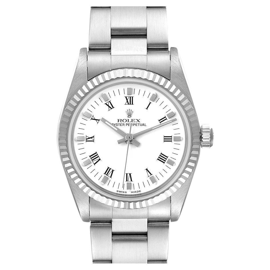 Rolex Midsize Steel White Gold Oyster Bracelet Ladies Watch 77014