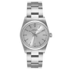 Rolex Midsize Steel White Gold Silver Dial Ladies Watch 77014