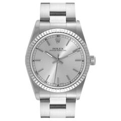 Rolex Midsize Steel White Gold Silver Dial Ladies Watch 77014