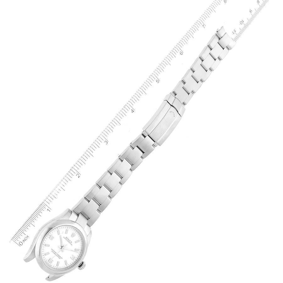Rolex Midsize White Dial Domed Bezel Steel Ladies Watch 177200 Box Card 3