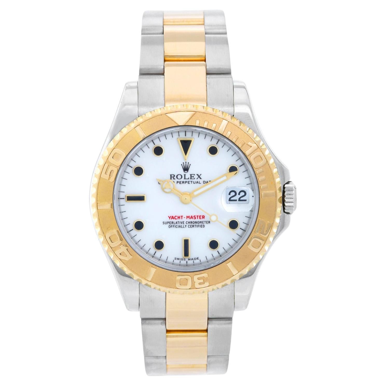 Rolex Midsize Yacht-Master 35mm Steel & Gold Men's or Ladies Watch 168623 For Sale