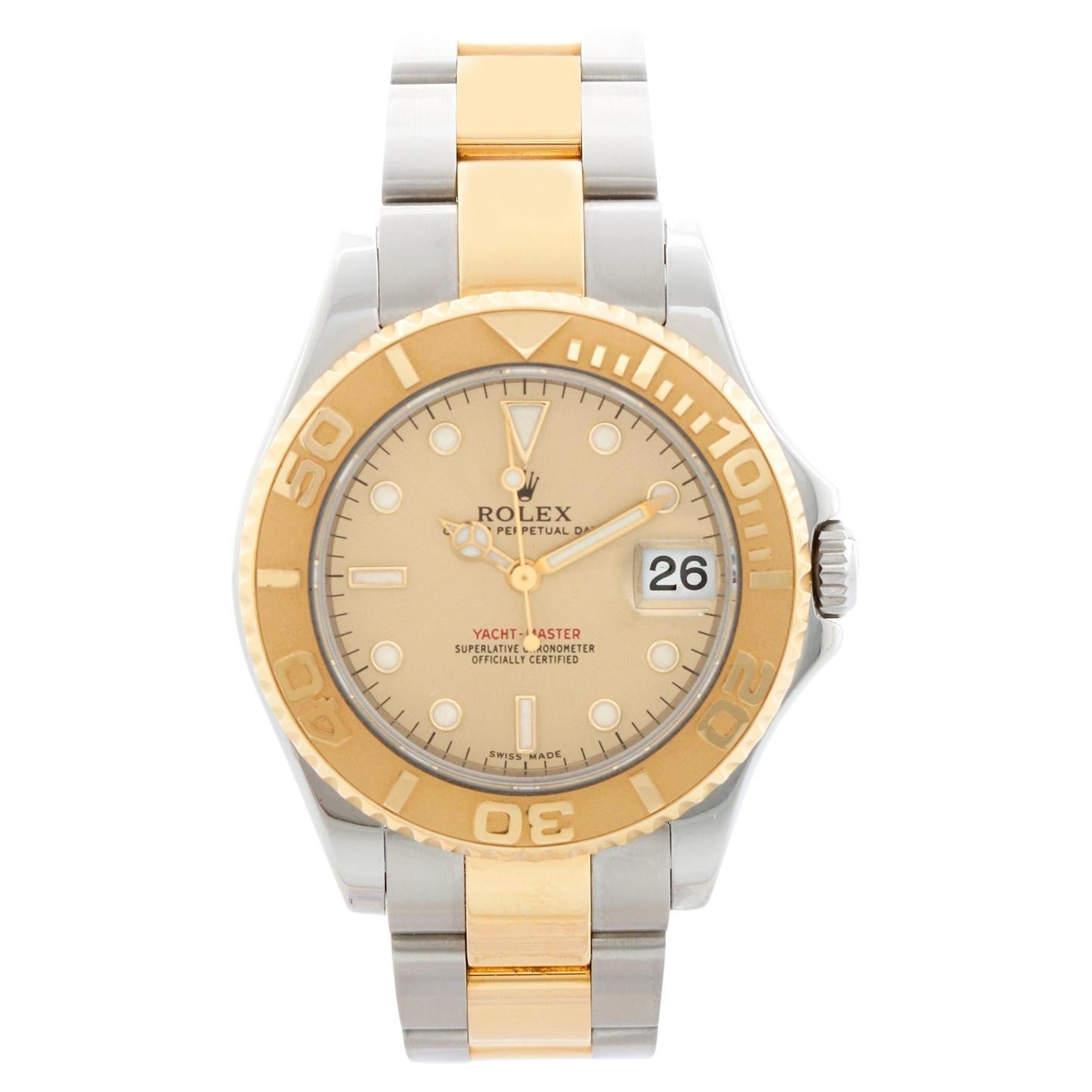 Rolex Montre Yacht-Master de taille moyenne 35 mm en acier et or pour hommes ou femmes 168623