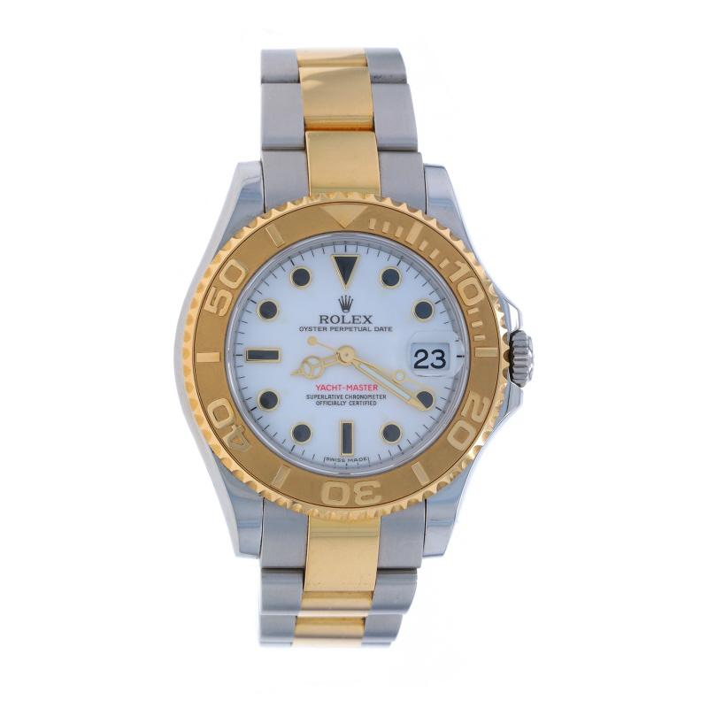 Rolex Midsize Yacht-Master Ladies Watch 168623 Stainless & 18k Gold 1 Yr Wnty In Excellent Condition For Sale In Greensboro, NC